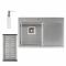Набор 3 в 1 Qtap кухонная мойка DK6845L 3.0/1.2 мм Satin + сушилка + дозатор для моющего средства