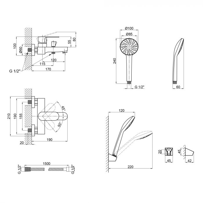 Смеситель для ванны Lidz (CRM) 24 49 006-1 New