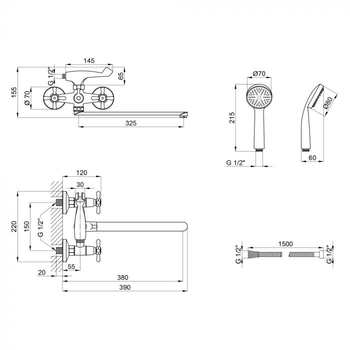 Смеситель для ванны Lidz (CRM) Dominox 15140