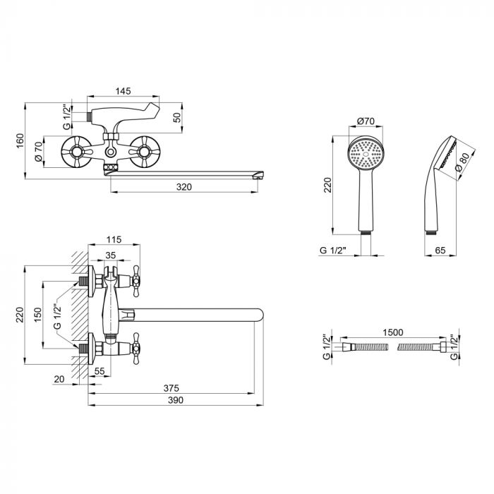 Смеситель для ванной Lidz (CRM) Mayfair 16 140