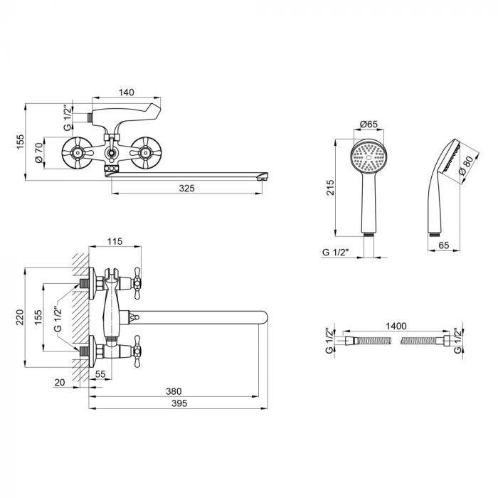 Смеситель для ванной Lidz (CRM) Mayfair 16 143