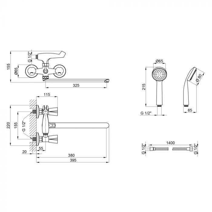 Смеситель для ванны Lidz (CRM) Mix 17140