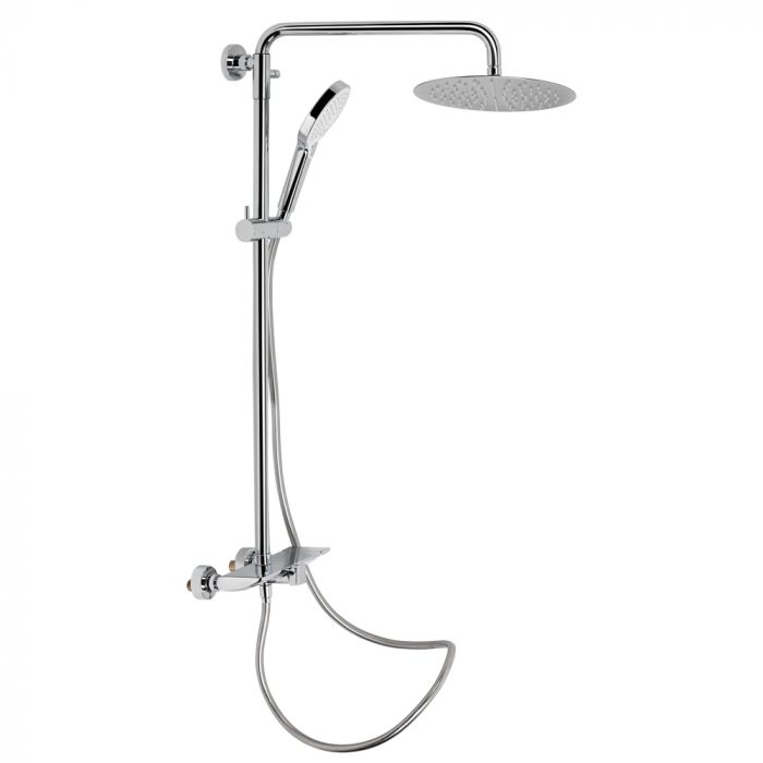 Душевая система универсальная Qtap Sloup на три потребителя (с изливом) с полкой QTSL51105OGC Chrome