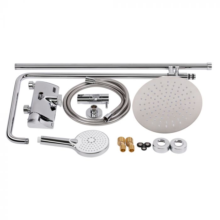 Душевая система универсальная Qtap Sloup на три потребителя (с изливом) с полкой QTSL51105OGC Chrome