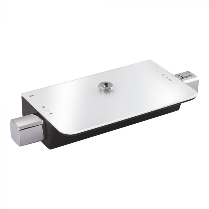 Душевая система универсальная Qtap Sloup термостатическая на два потребителя с полкой QTSL57T105VNGCB Chrome/Black