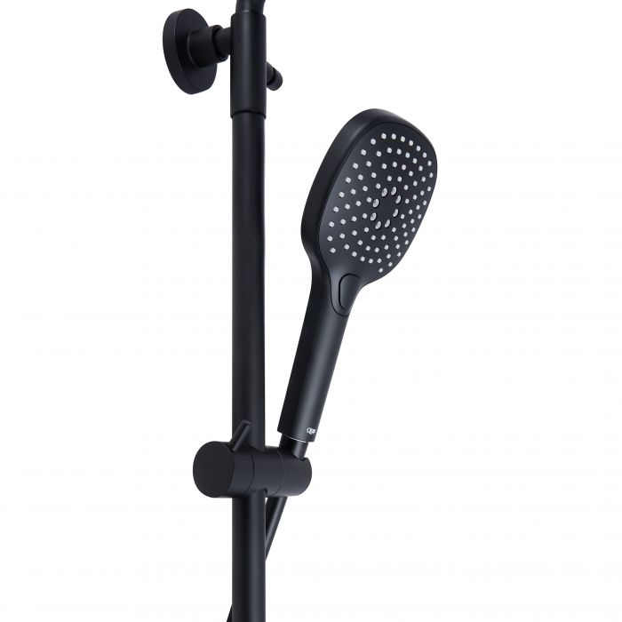 Душевая система универсальная Qtap Sloup термостатическая на два потребителя с полкой QTSL57T105VNKBB Black Matt