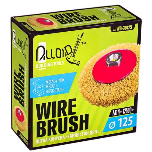 Щетка конусная "крученая проволока" 125мм, М14х2 Alloid