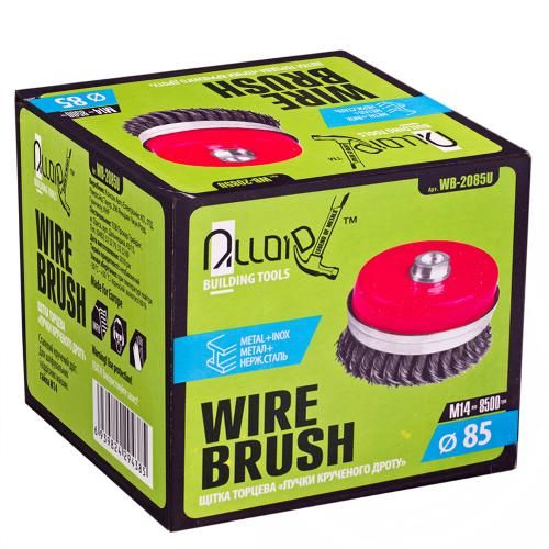 Щетка торцевая усиленная "пучки крученой проволоки" 85мм, М14х2 Alloid (WB-2085U)