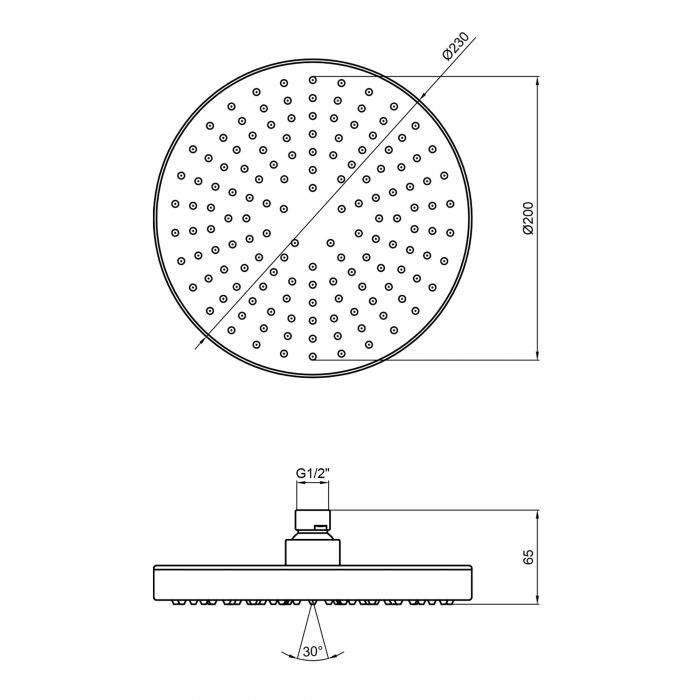 Воронка для верхнего душа Qtap Hlavova 230 мм округлая QTHLAVA228O1ZCC White