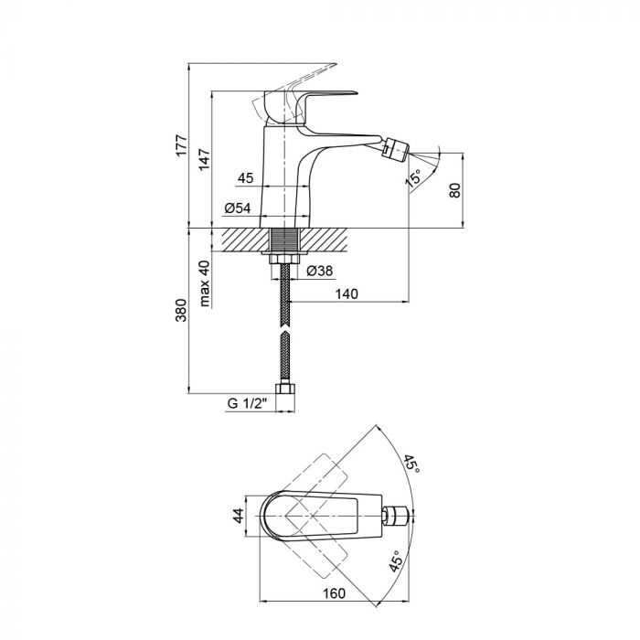 Смеситель для биде Qtap Svitava 2011107C