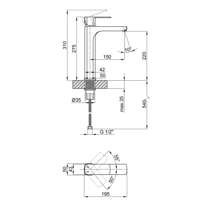 Смеситель для раковины Qtap Lipno 1023H101C