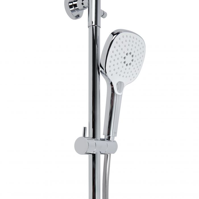 Душевая система универсальная Qtap Sloup термостатическая на два потребителя с полкой QTSL57T105VNKCB Chrome/Black