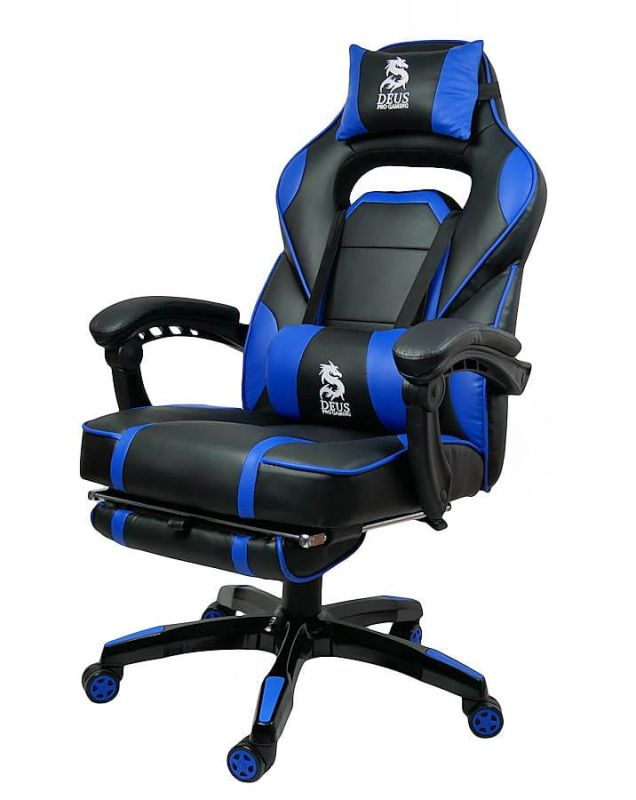 Компьютерное кресло DEUS LARGE Синий, Zenga экокожа