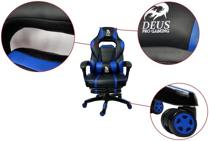 Компьютерное кресло DEUS LARGE Синий, Zenga экокожа