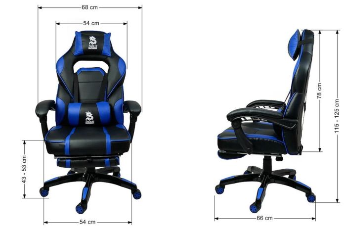 Компьютерное кресло DEUS LARGE Синий, Zenga экокожа