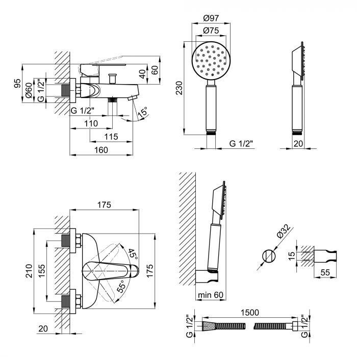 Смеситель для ванны Lidz (NKS) 09 35 006-3