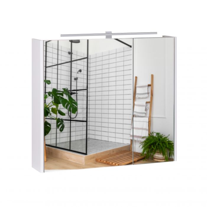 Зеркальный подвесной шкаф Qtap Albatross 800х700х145 White с LED-подсветкой QT0177ZP800LW