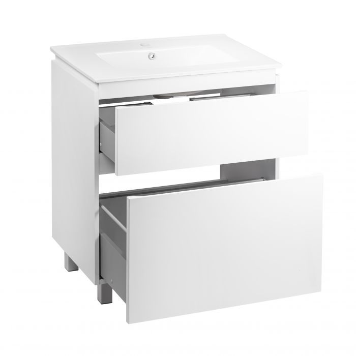 Комплект Qtap Albatross 810х825х460 White напольная тумба + раковина врезная QT0171TN800D3080CW