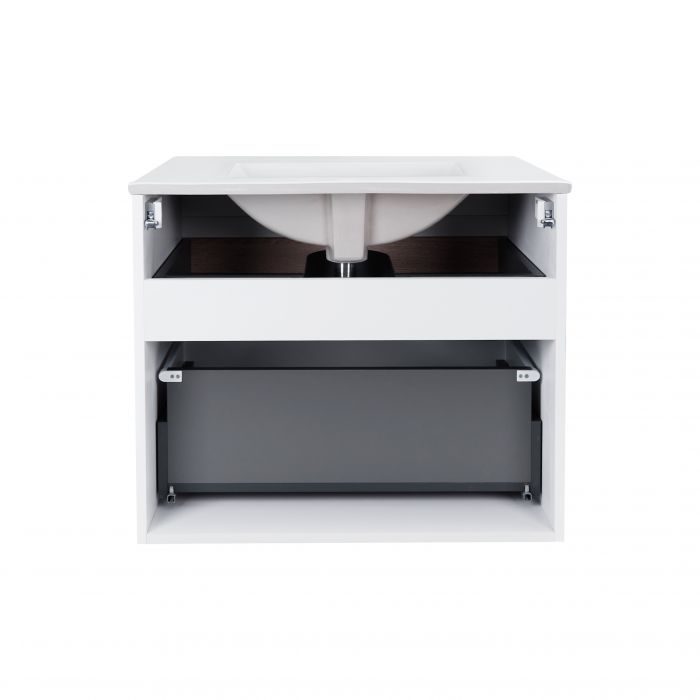 Комплект Qtap Virgo 700х580х437 White/Whitish oak подвесная тумба + раковина врезная QT1872TPА7013070CW