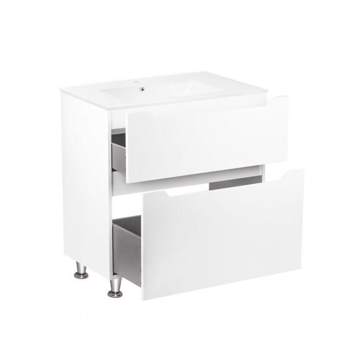 Комплект Qtap Scorpio 710х825х460 White напольная тумба + раковина врезная Qtap Scorpio QT1471TNВ7013070CW