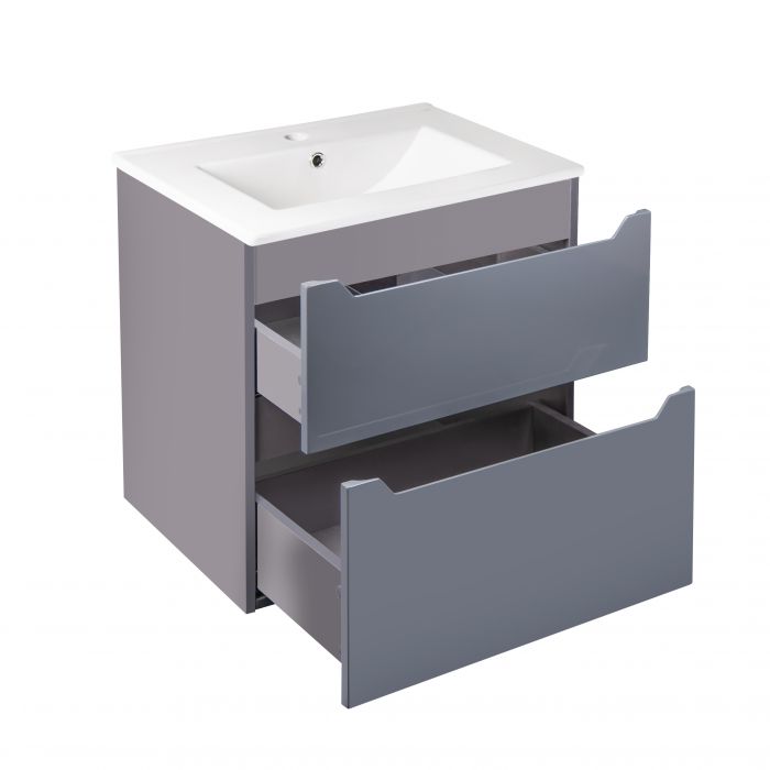 Комплект Qtap Scorpio 605х585х460 Graphite тумба подвесная + раковина врезная QT1472TPВ6023060CG