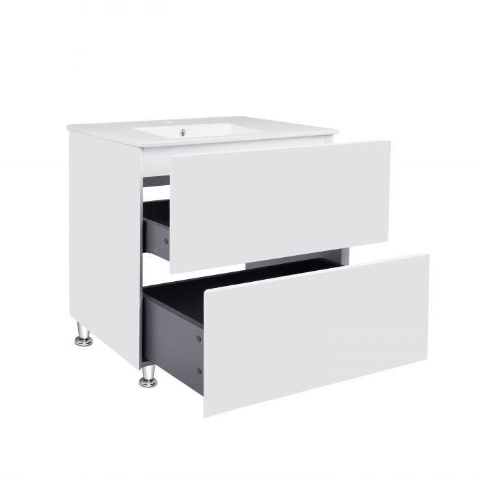 Комплект Qtap Tern 800х725х437 White напольная тумба + раковина врезная QT1771TNL8013080CW