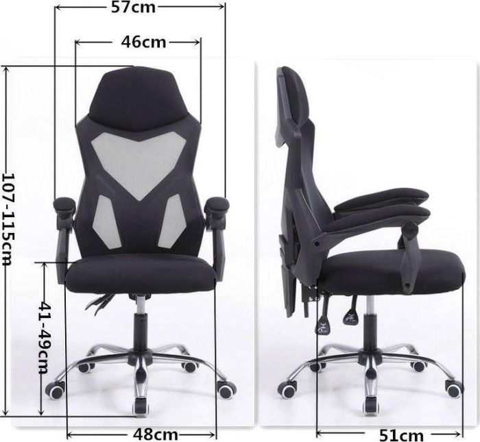 Компьютерное кресло INFINI YODA Footrest Черно-белый, Zenga Сетка