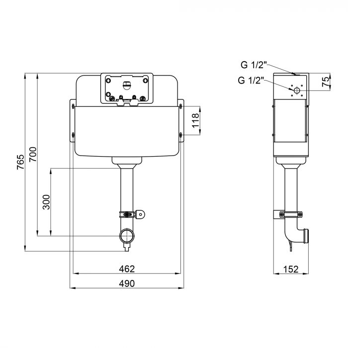 Смывающийся бачок скрытого монтажа для унитаза Qtap Nest QT0122490S4Q1