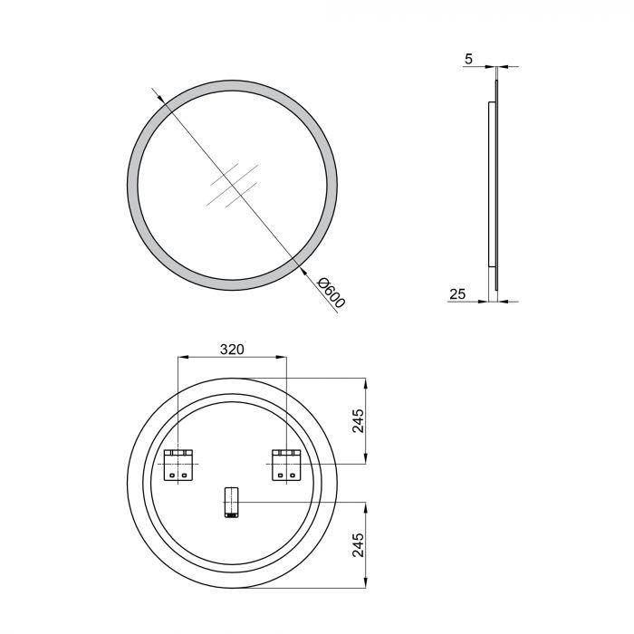 Зеркало Qtap Virgo R600 с LED-подсветкой QT1878250660W