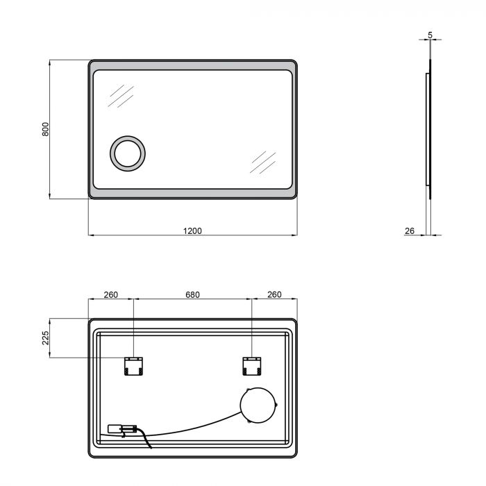 Зеркало Qtap Aquarius 1200х800 с LED-подсветкой QT2178141980120W