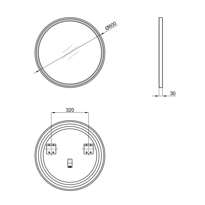 Зеркало Qtap Robin R600 Black с LED-подсветкой QT13786502B