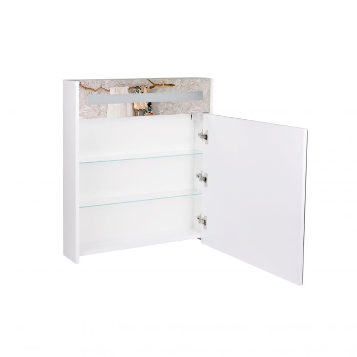 Зеркальный подвесной шкаф Qtap Robin 600х730х145 White с LED-подсветкой QT1377ZP6001W