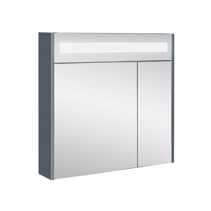 Зеркальный шкаф подвесной Qtap Robin 800х730х145 Graphite с LED-подсветкой QT1377ZP8002G