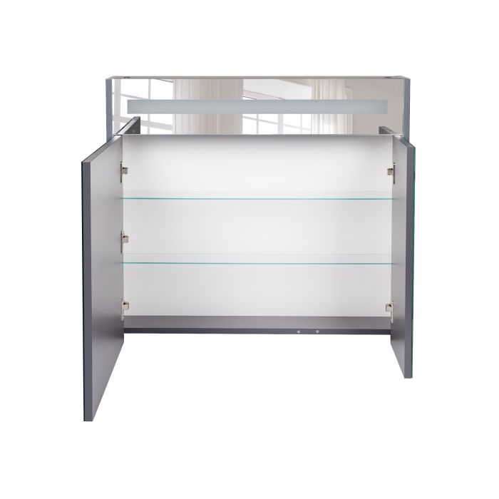 Зеркальный шкаф подвесной Qtap Robin 800х730х145 Graphite с LED-подсветкой QT1377ZP8002G