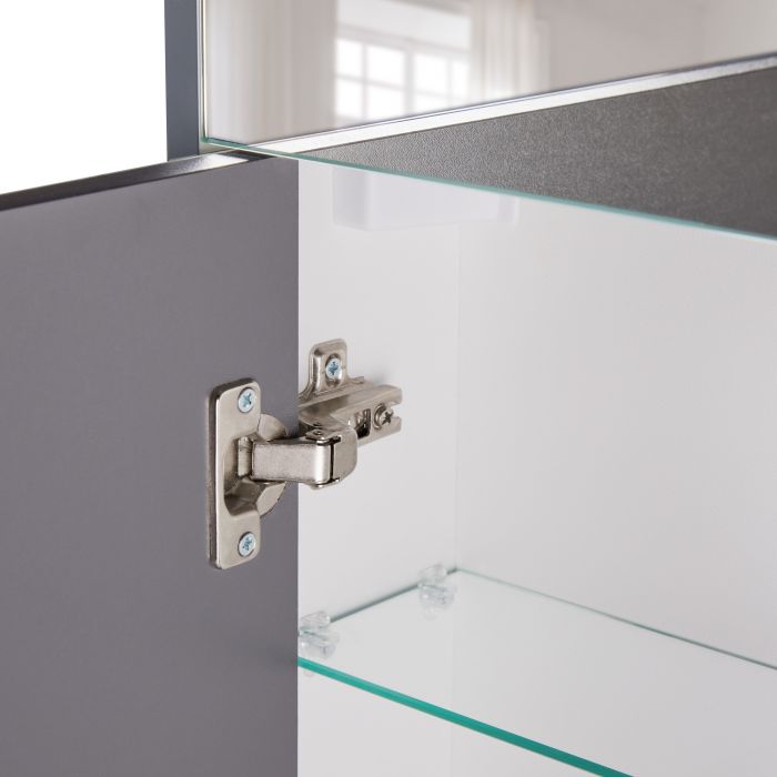 Зеркальный шкаф подвесной Qtap Robin 800х730х145 Graphite с LED-подсветкой QT1377ZP8002G