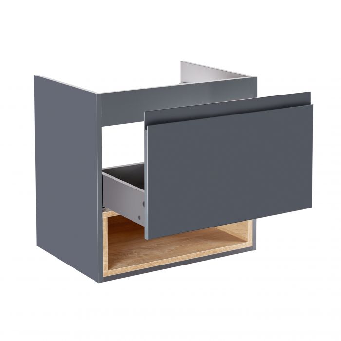 Тумба подвесная Qtap Robin 600х580х437 Graphite/Whitish oak