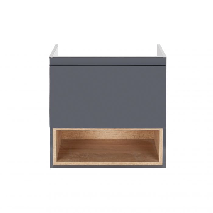 Тумба подвесная Qtap Robin 600х580х437 Graphite/Whitish oak
