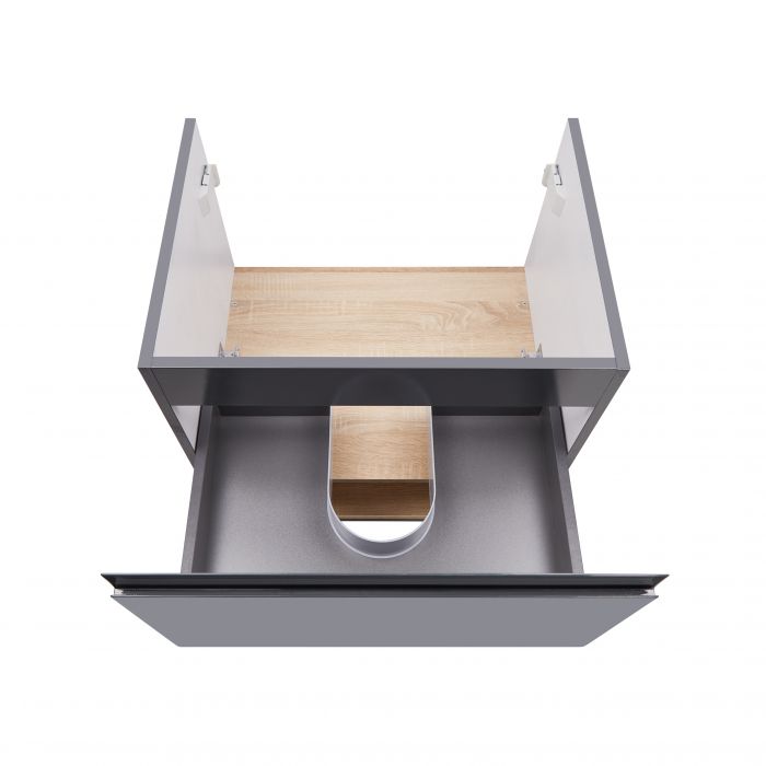 Тумба подвесная Qtap Robin 600х580х437 Graphite/Whitish oak