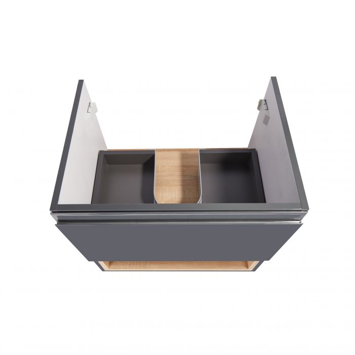 Тумба подвесная Qtap Robin 600х580х437 Graphite/Whitish oak