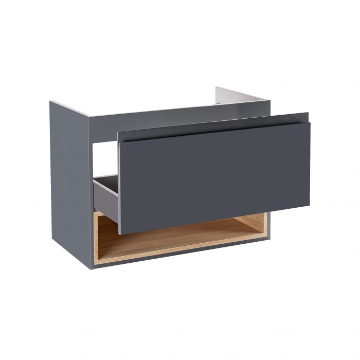 Тумба подвесная Qtap Robin 800х580х437 Graphite/Whitish oak