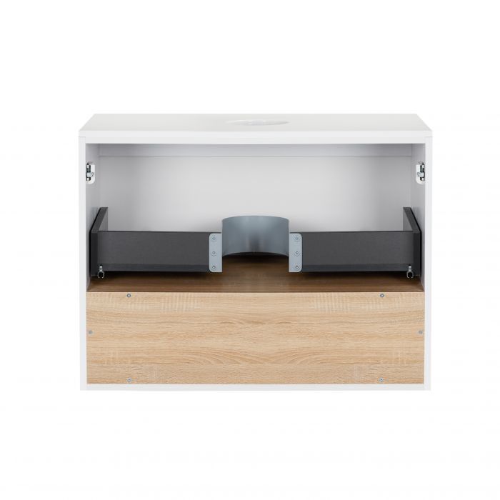 Тумба подвесная Qtap Robin 700х476х437 White/Whitish oak со столешницей QT1379TPН7001WWO