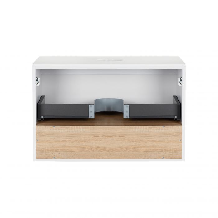 Тумба подвесная Qtap Robin 800х480х470 White/Whitish oak со столешницей QT1379TPН8001WWO