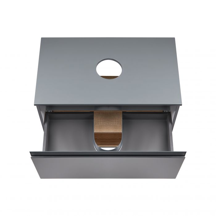 Тумба подвесная Qtap Robin 600х476х437 Graphite/Whitish oak со столешницей QT1379TPН6002GWO