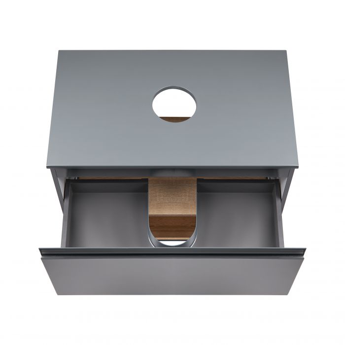 Тумба подвесная Qtap Robin 700х476х437 Graphite/Whitish oak со столешницей QT1379TPН7002GWO