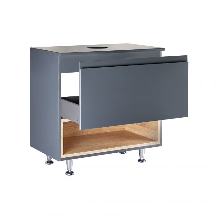 Напольная тумба Qtap Robin 600х616х437 Graphite/Whitish oak со столешницей QT1380TNН6002GWO