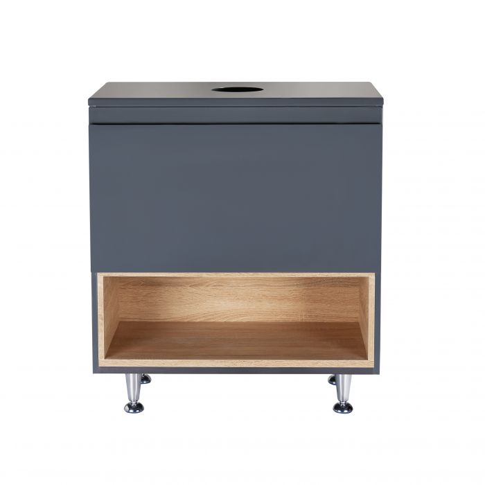 Напольная тумба Qtap Robin 600х616х437 Graphite/Whitish oak со столешницей QT1380TNН6002GWO