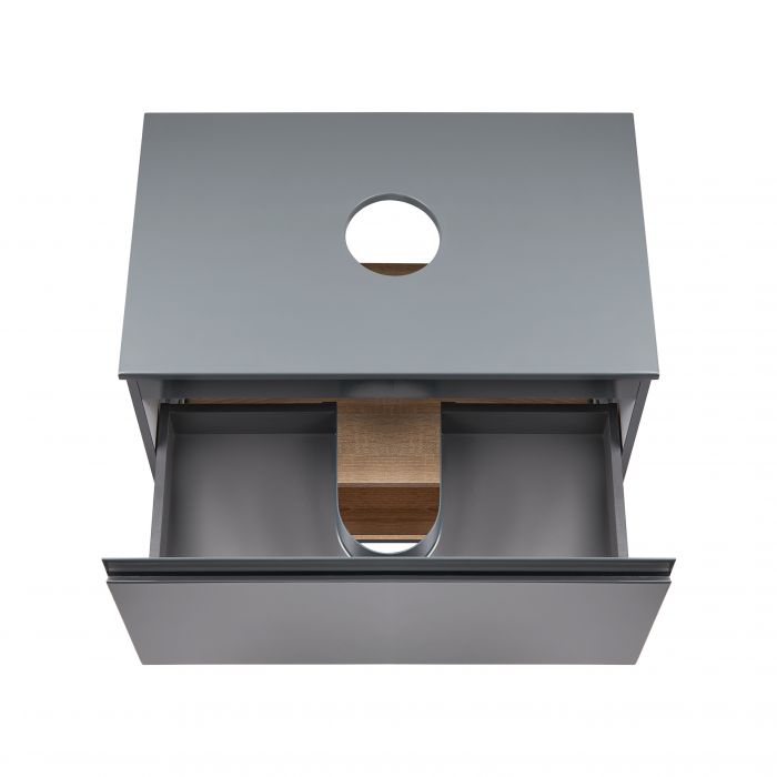 Напольная тумба Qtap Robin 600х616х437 Graphite/Whitish oak со столешницей QT1380TNН6002GWO