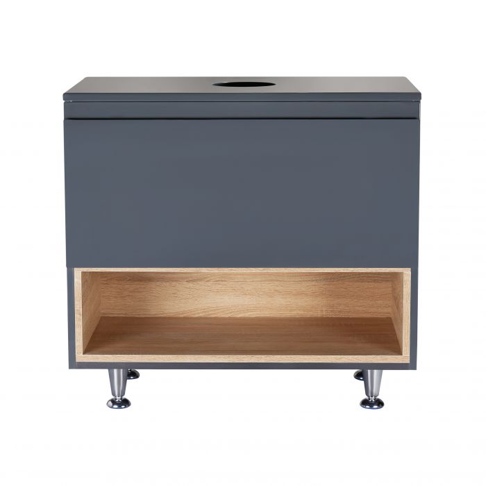 Напольная тумба Qtap Robin 700х616х437 Graphite/Whitish oak со столешницей QT1380TNН7002GWO