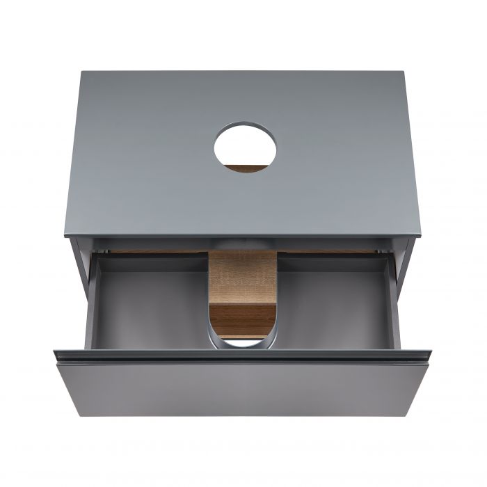 Напольная тумба Qtap Robin 700х616х437 Graphite/Whitish oak со столешницей QT1380TNН7002GWO