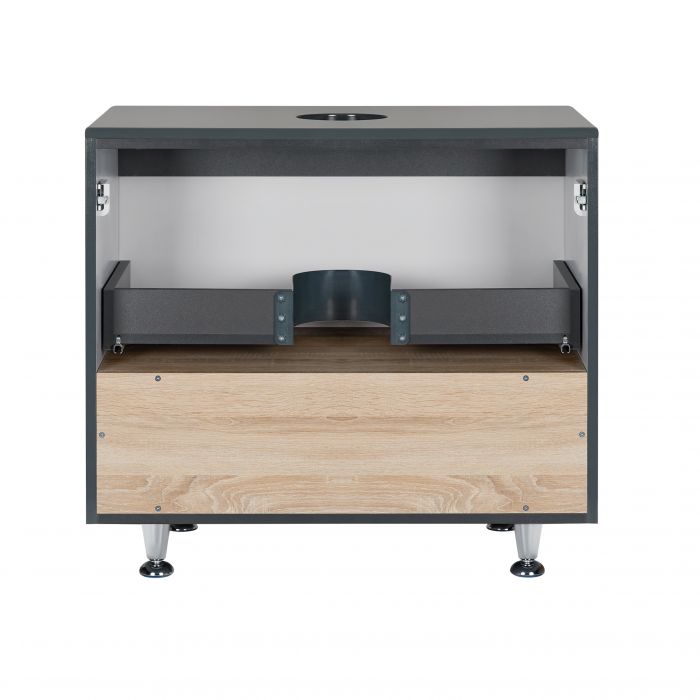 Напольная тумба Qtap Robin 700х616х437 Graphite/Whitish oak со столешницей QT1380TNН7002GWO